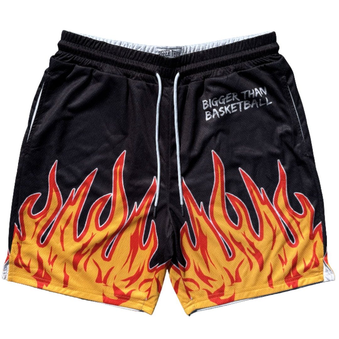 Bigger Than Basketball Flame - Shorts - Black — main product shot