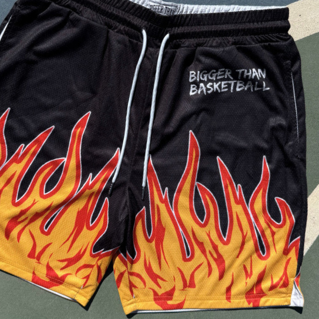 Bigger Than Basketball Flame - Shorts - Black — lifestyle context