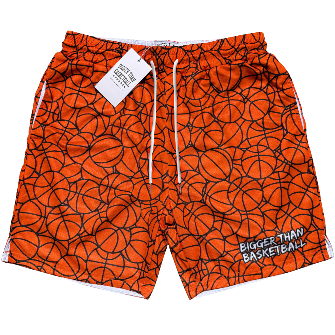 Bigger Than Basketball Basketball Pattern - Shorts - Orange — main product shot