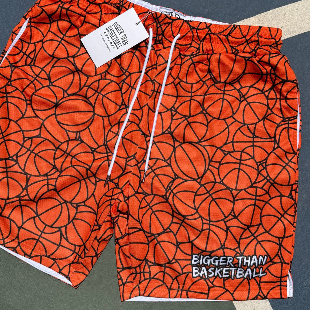 Bigger Than Basketball Basketball Pattern - Shorts - Orange — Orange detail