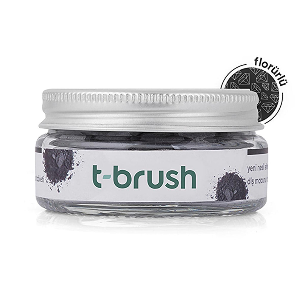 T-Brush Activated Charcoal Toothpaste Tablets - Fluoride, Vegan Formula for Sensitive Gums | 90 Tablets