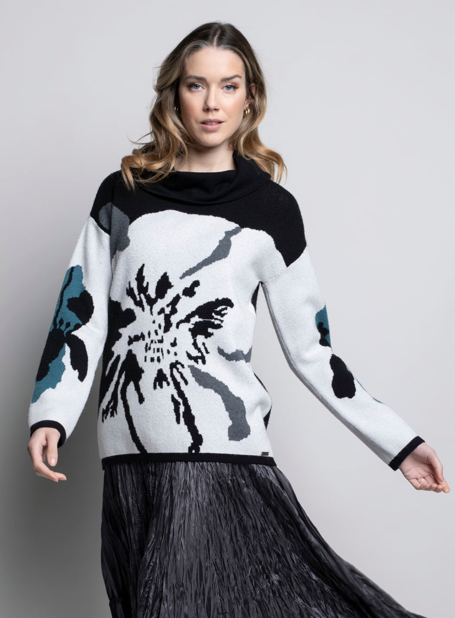 KADOU BOUTIQUE Floral Jacquard Sweater — main product shot