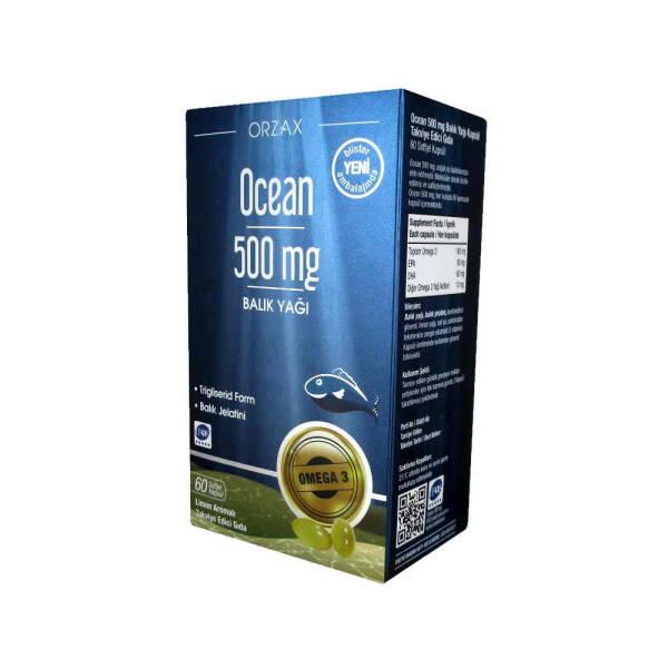 Ocean Omega-3 Fish Oil Capsules 500mg - 60 Count Dietary Supplement for Heart Health
