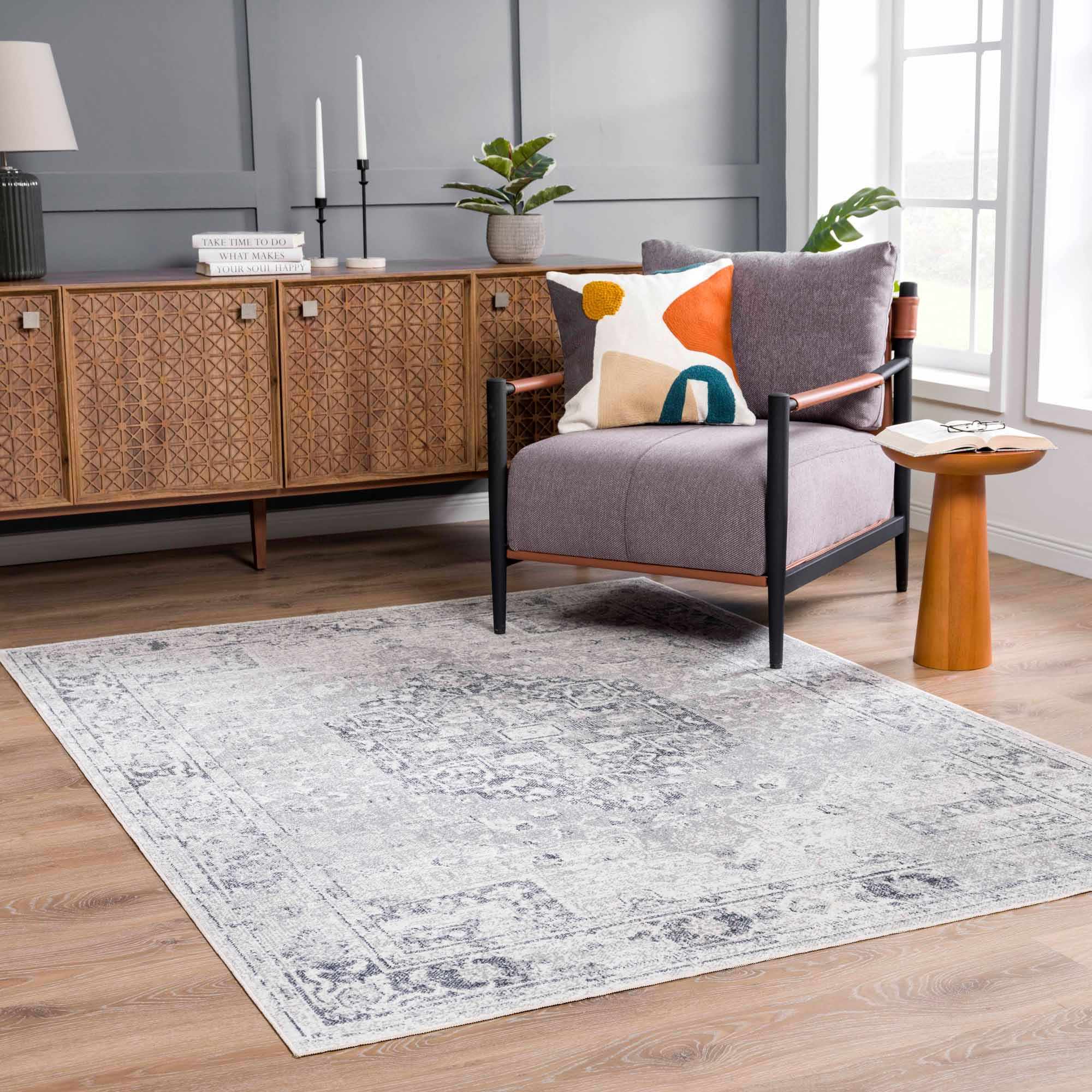 Akram Antrasit Flat Pile Washable Rug – Boutique Rugs, view 2