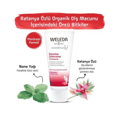 Weleda Natural Toothpaste with Ratanya Root for Sensitive Gums - 2.54 fl oz, Chemical-Free Oral Care
