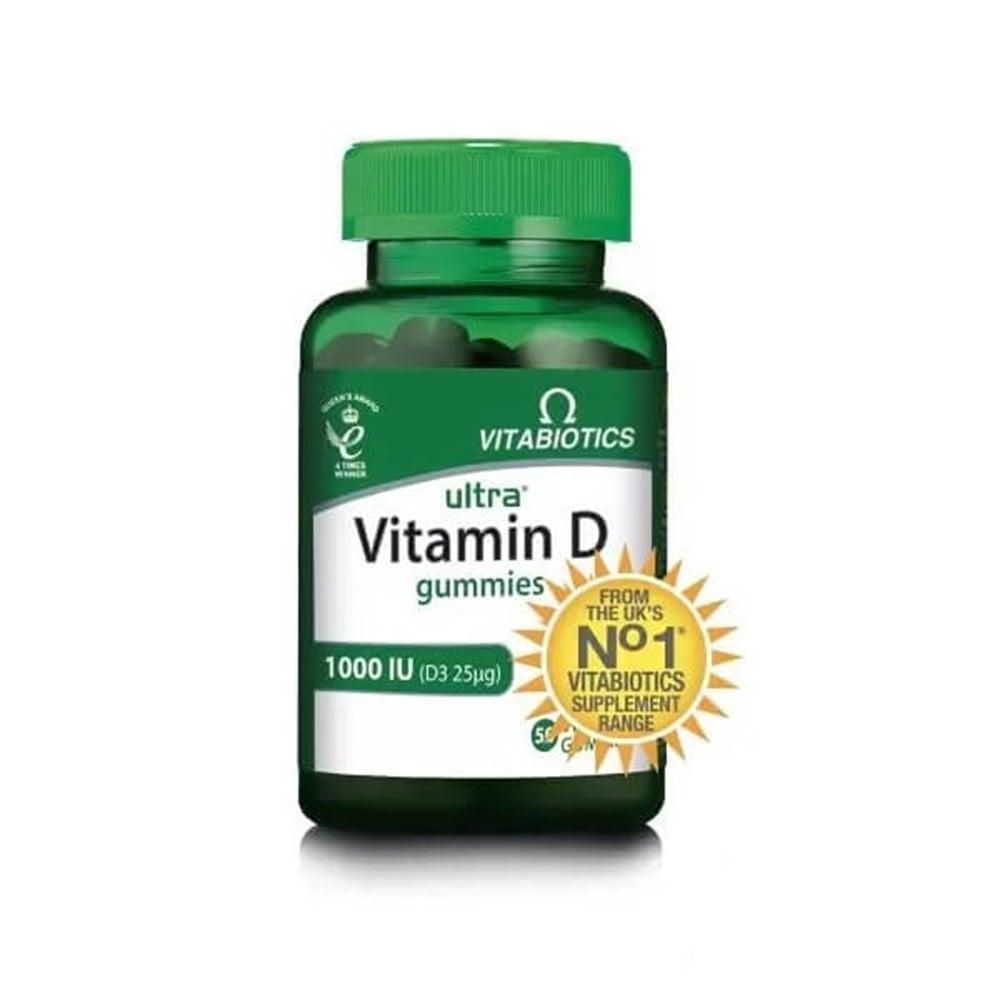 Vitabiotics Ultra Vitamin D Gummies - Vegan, Orange Flavor, 1000 IU D3 per Gummy