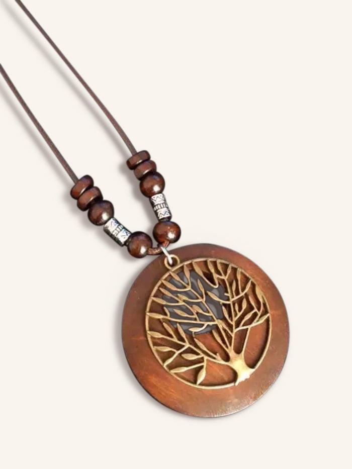 LINTICO LINTICO Retro Chic Linen Drape Necklace LOLA — LINTICO branding close-up