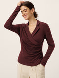 LINTICO LINTICO Wool Asymmetric Side Ruched Stretch Top BRIONY — fabric or material detail