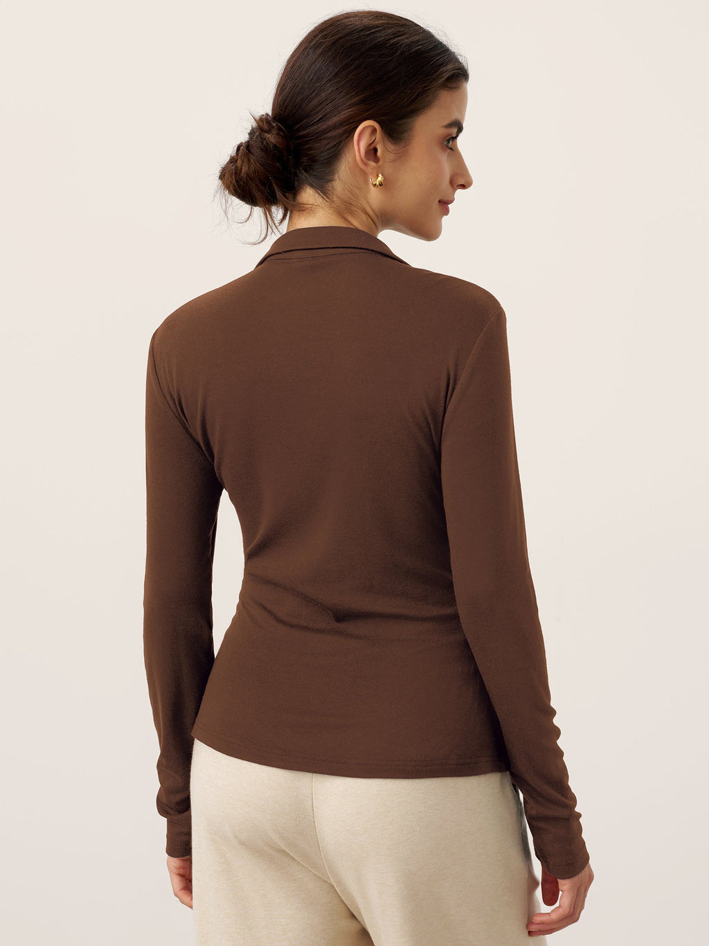 LINTICO LINTICO Wool Asymmetric Side Ruched Stretch Top BRIONY — comparison shot