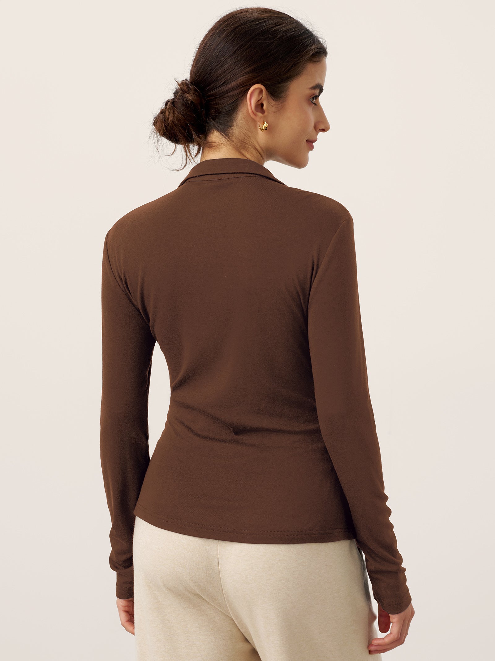 LINTICO LINTICO Wool Asymmetric Side Ruched Stretch Top BRIONY — comparison shot