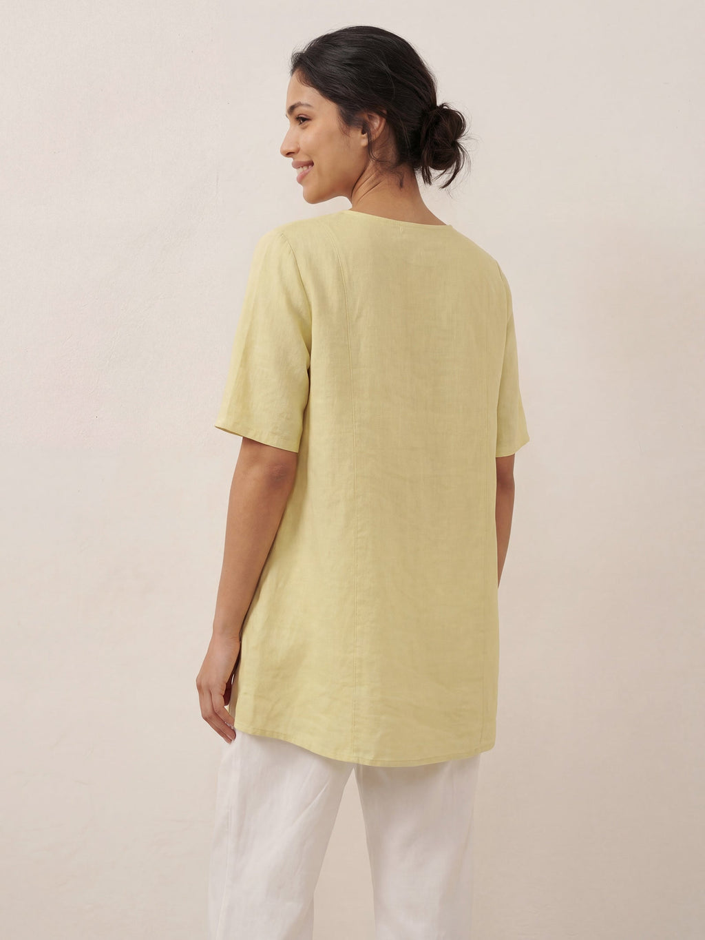 LINTICO 100% Linen Asymmetric Hem Long Top ISLA — tops-long top-linen category context