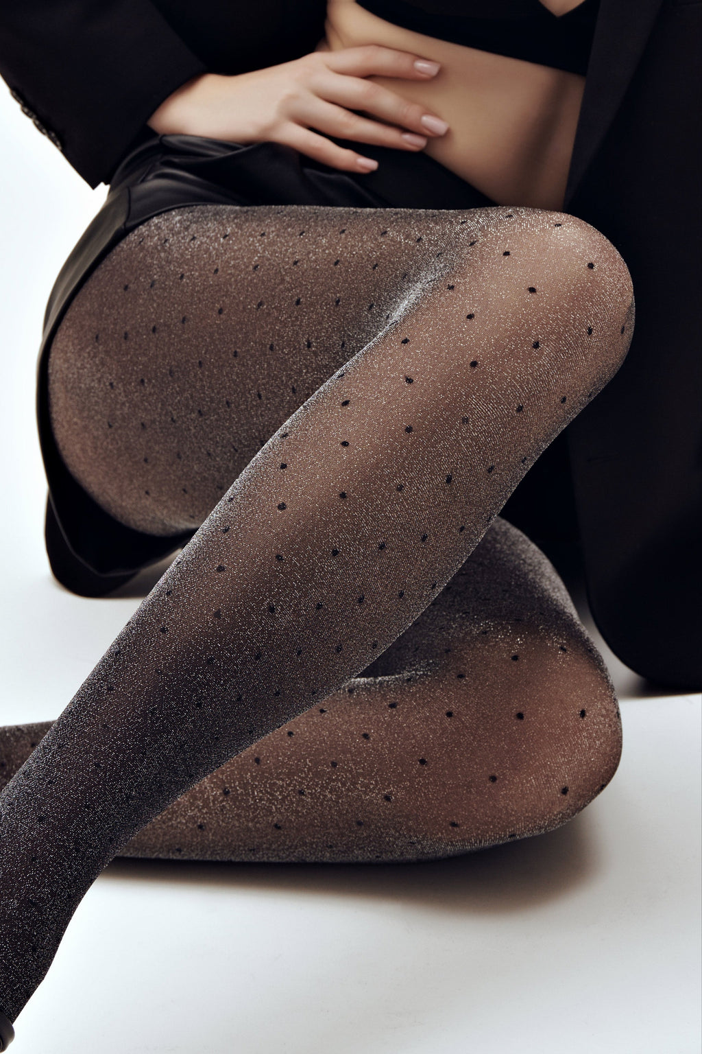 TheRanok.com Fantasy Tights Conte Luxe Dots - Lurex and Polka Dots Pattern — detail close-up