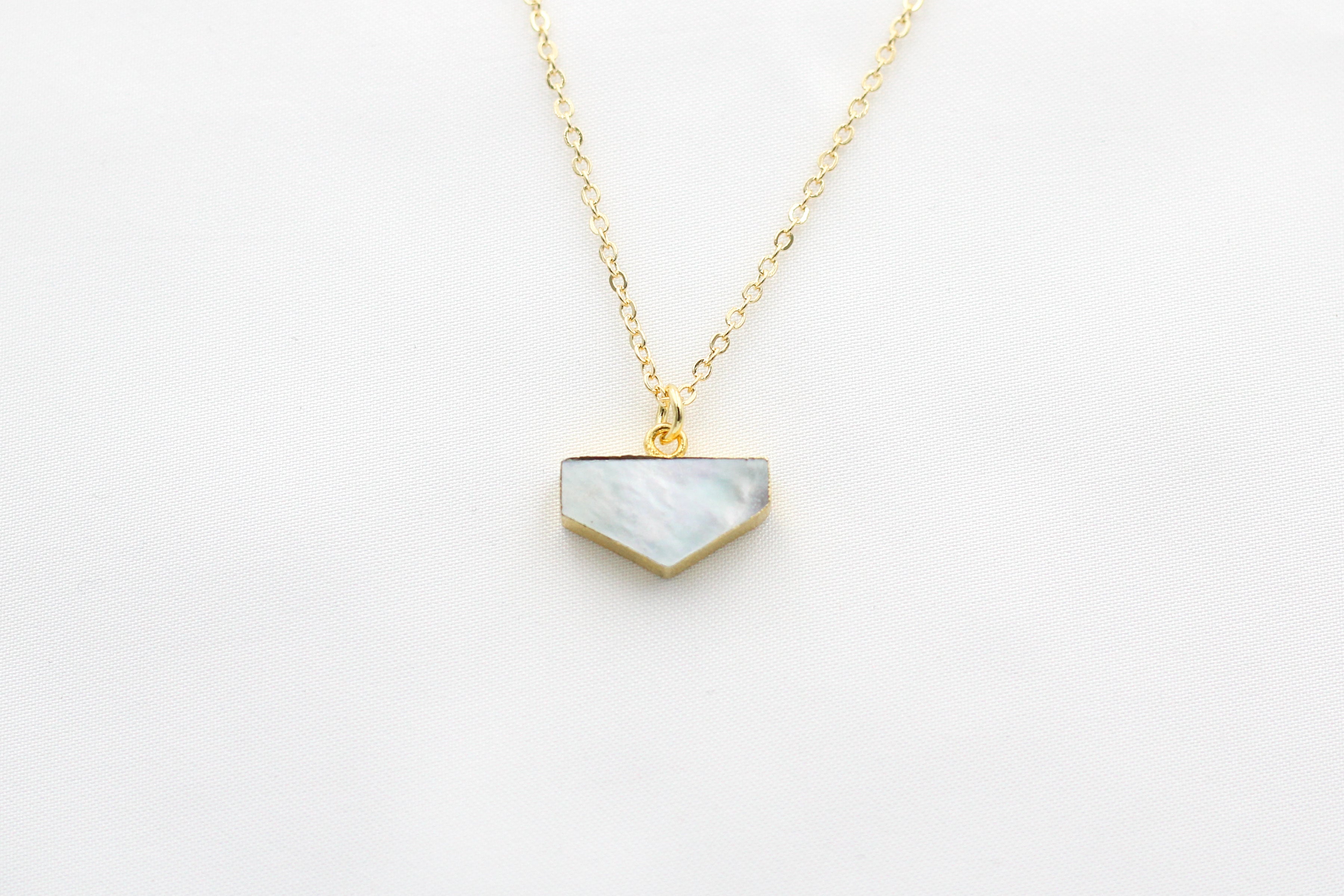 KADOU BOUTIQUE Pentagon Mother of Pearl Pendant Necklace — main product shot