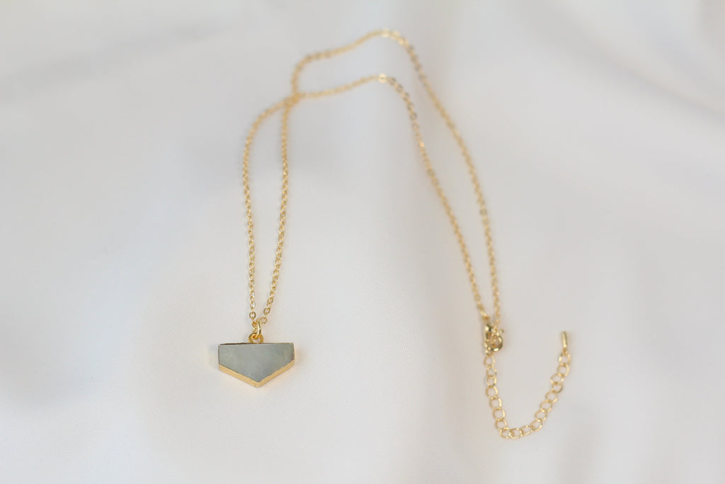 KADOU BOUTIQUE Pentagon Mother of Pearl Pendant Necklace — lifestyle context
