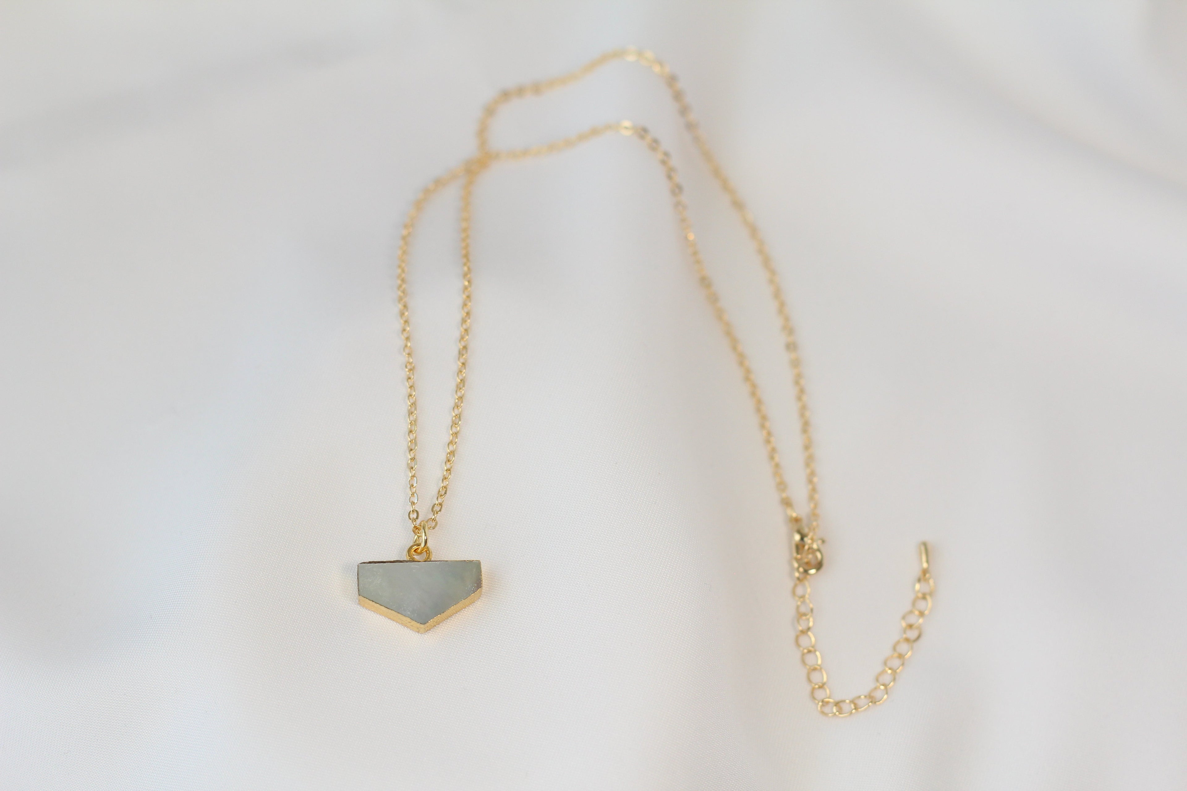 KADOU BOUTIQUE Pentagon Mother of Pearl Pendant Necklace — lifestyle context