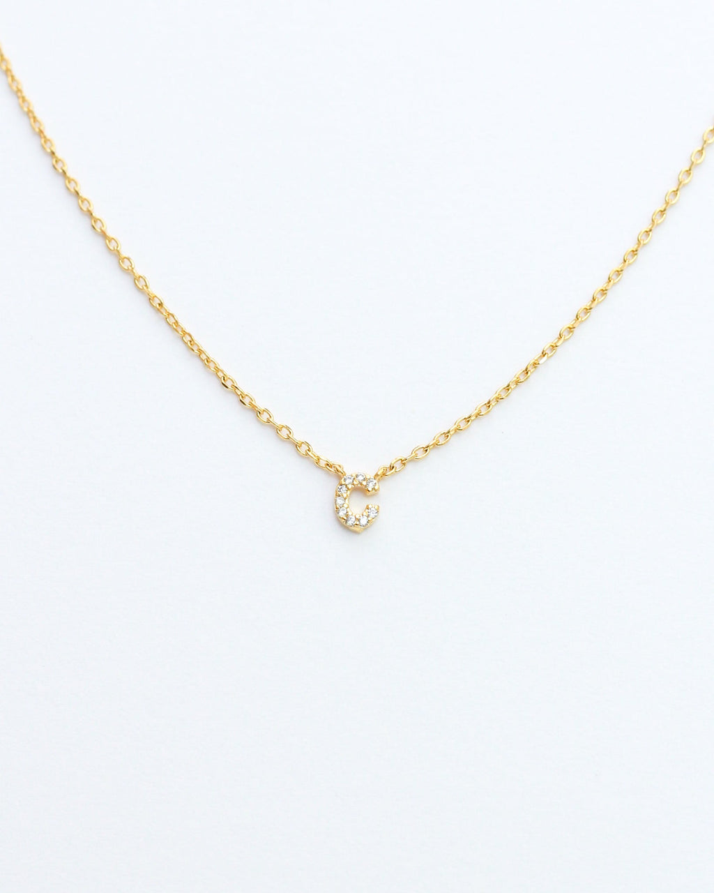 KADOU BOUTIQUE Mini Pave Initial Necklace — side view