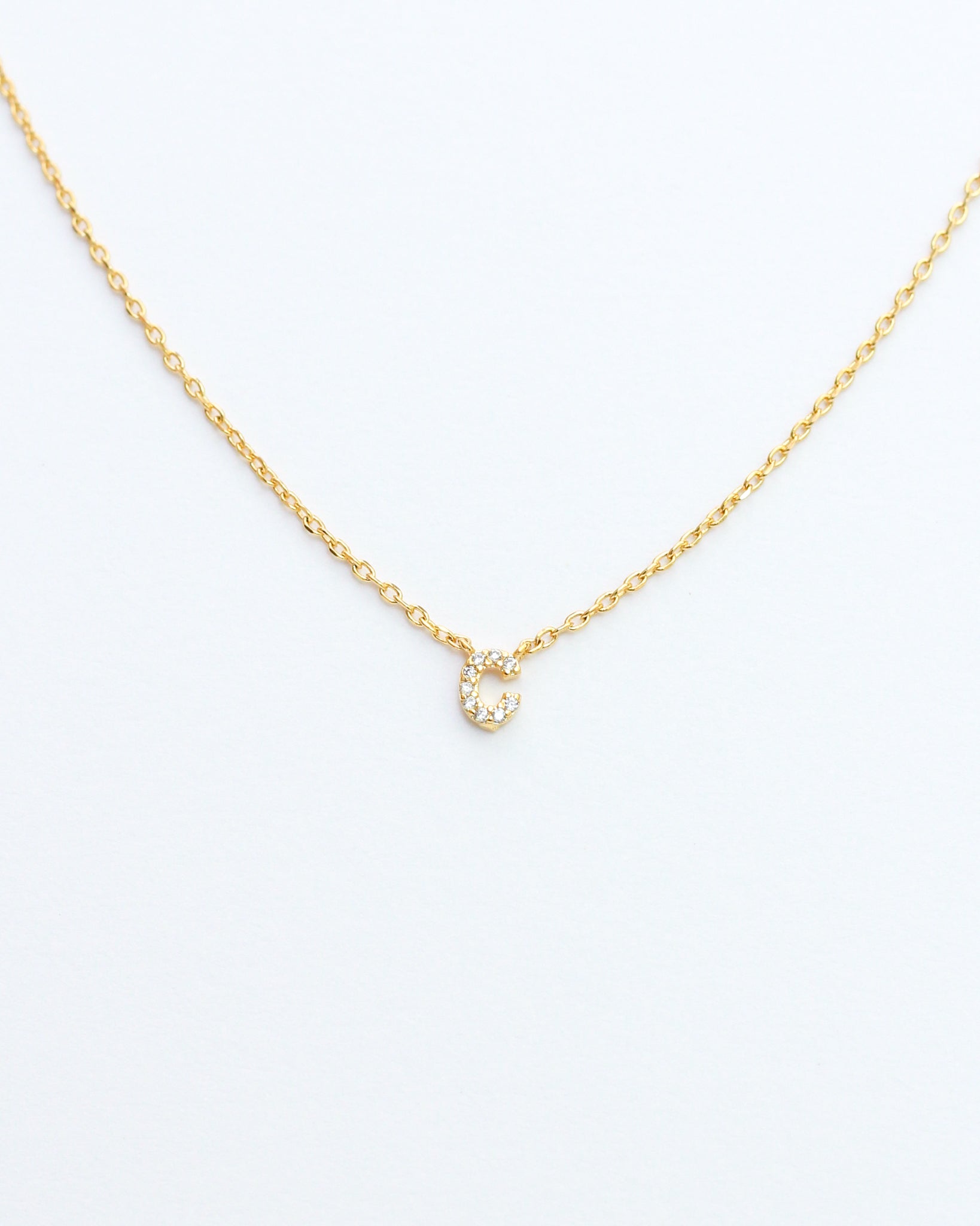 KADOU BOUTIQUE Mini Pave Initial Necklace — side view