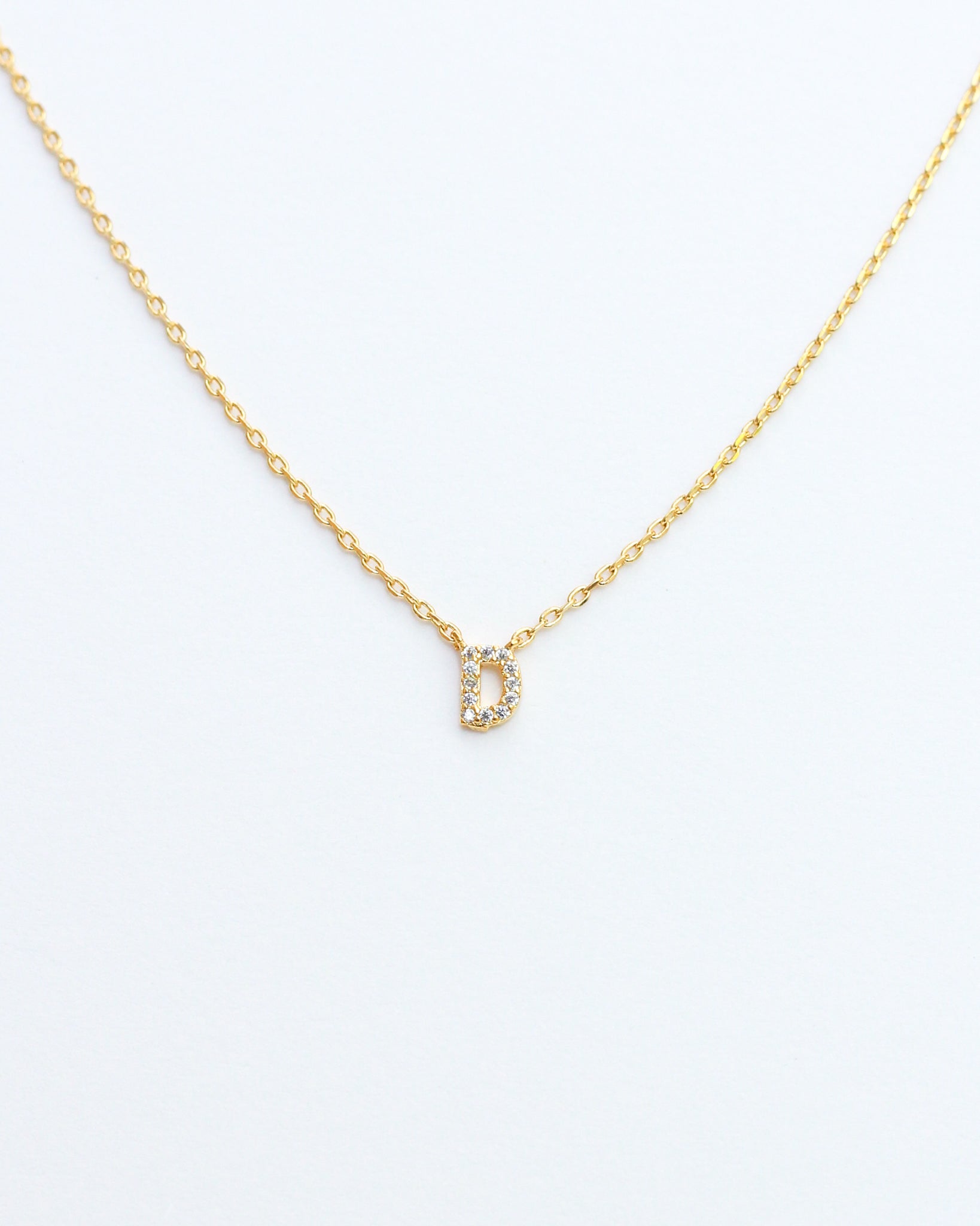 KADOU BOUTIQUE Mini Pave Initial Necklace — back view