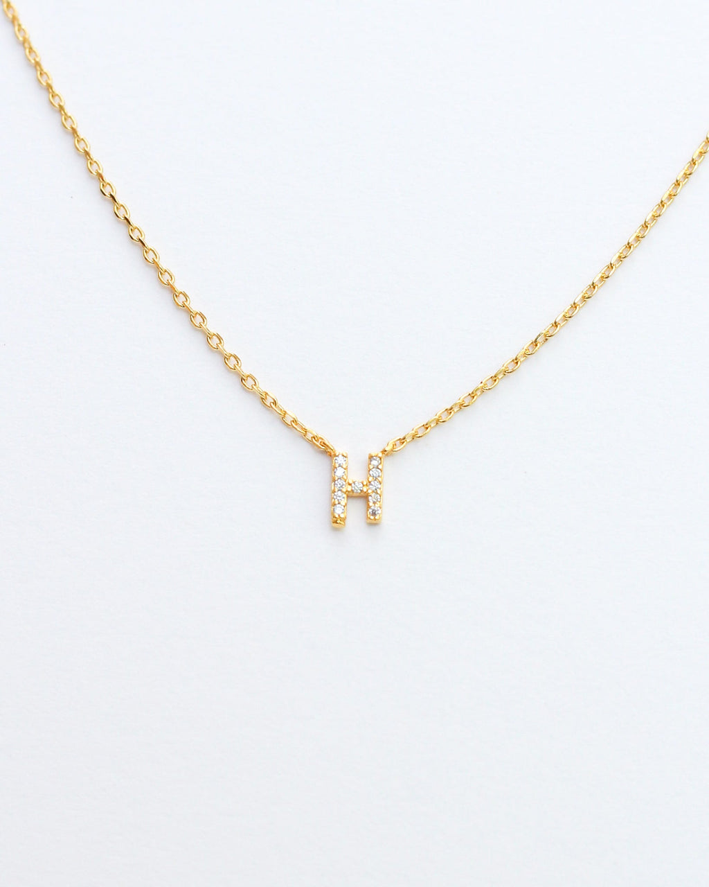 KADOU BOUTIQUE Mini Pave Initial Necklace — size reference