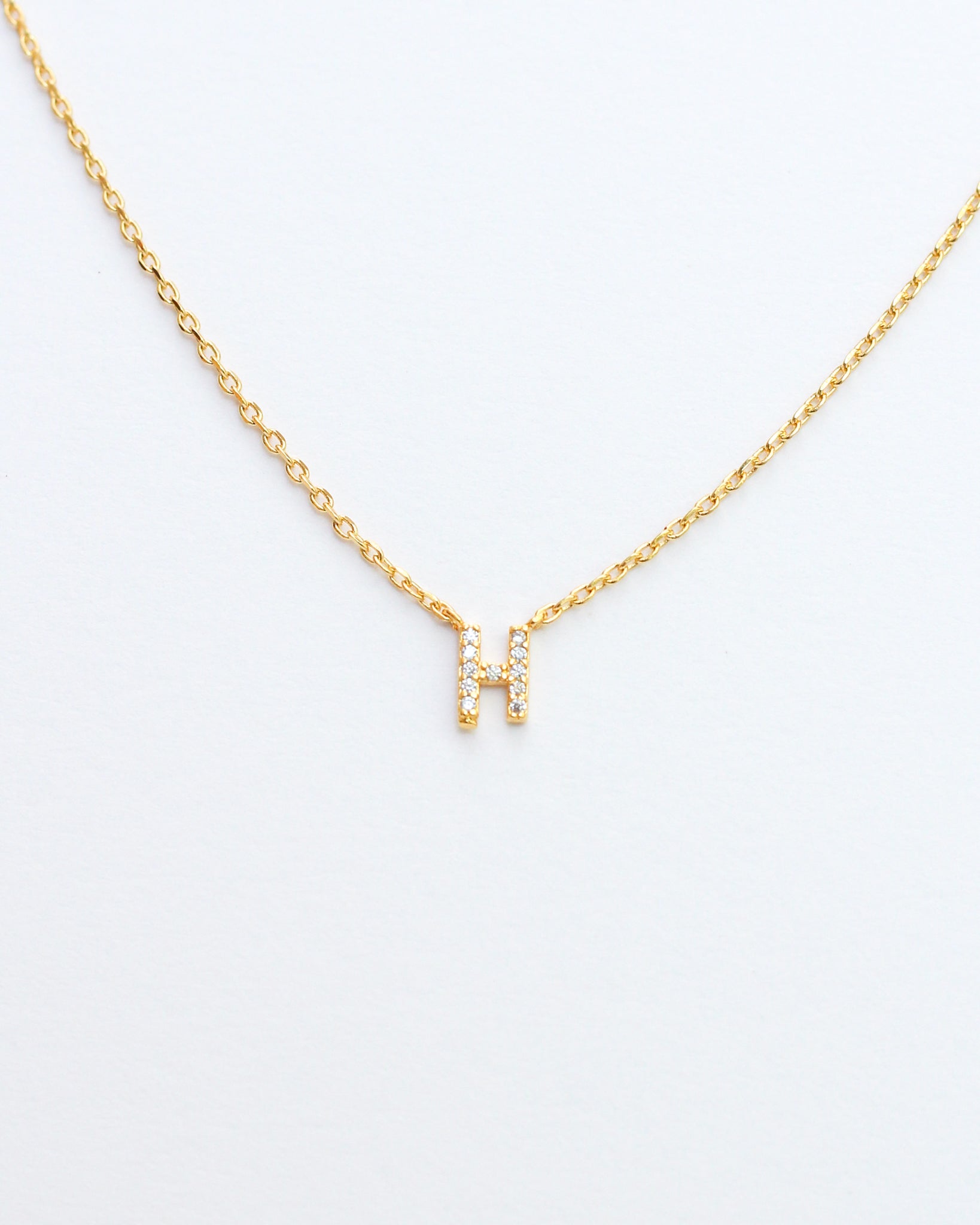 KADOU BOUTIQUE Mini Pave Initial Necklace — size reference