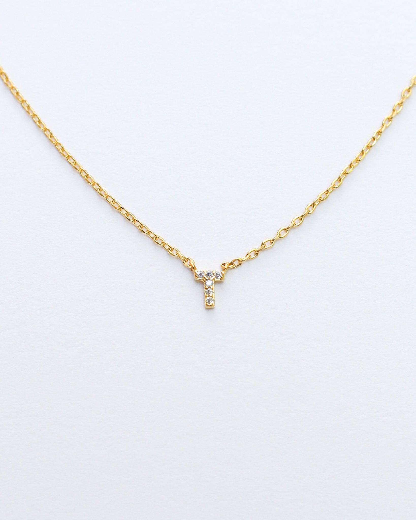 KADOU BOUTIQUE Mini Pave Initial Necklace — detail close-up