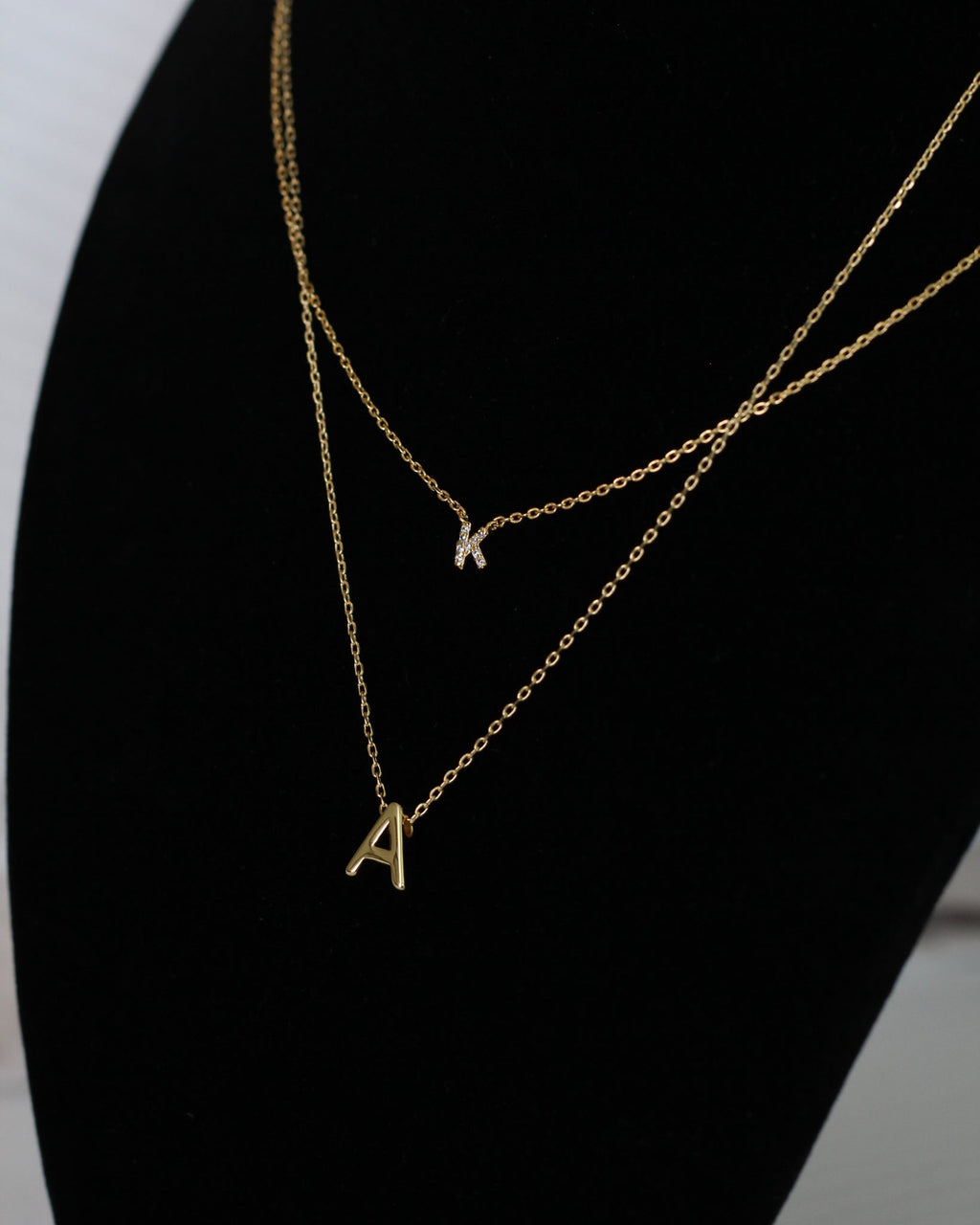 KADOU BOUTIQUE Mini Pave Initial Necklace — side view