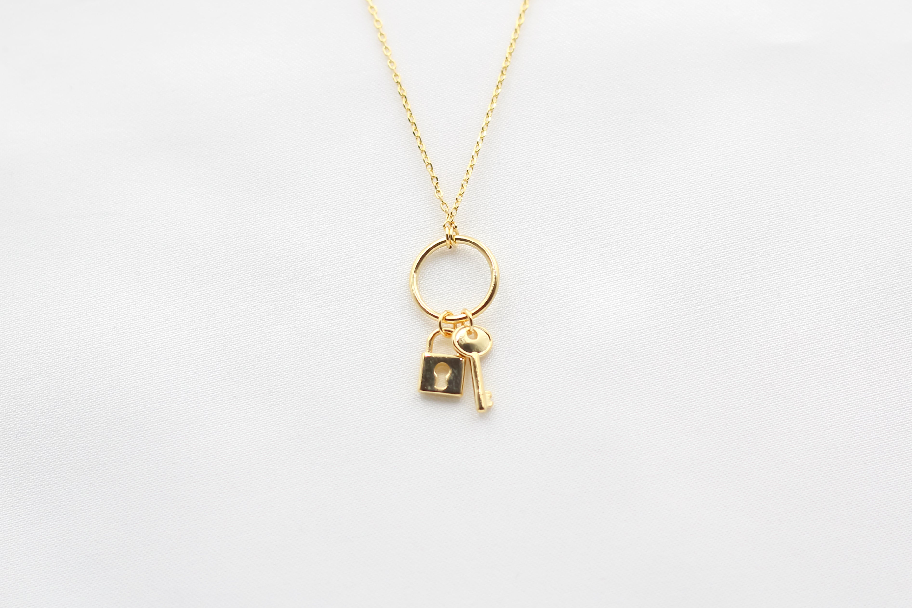 KADOU BOUTIQUE Shiny Lock and Key Ring Necklace — main product shot