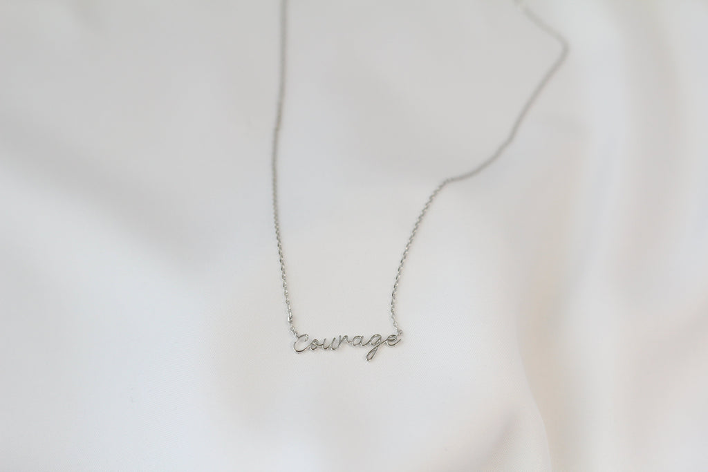 KADOU BOUTIQUE Courage Necklace - Dainty Script — side view