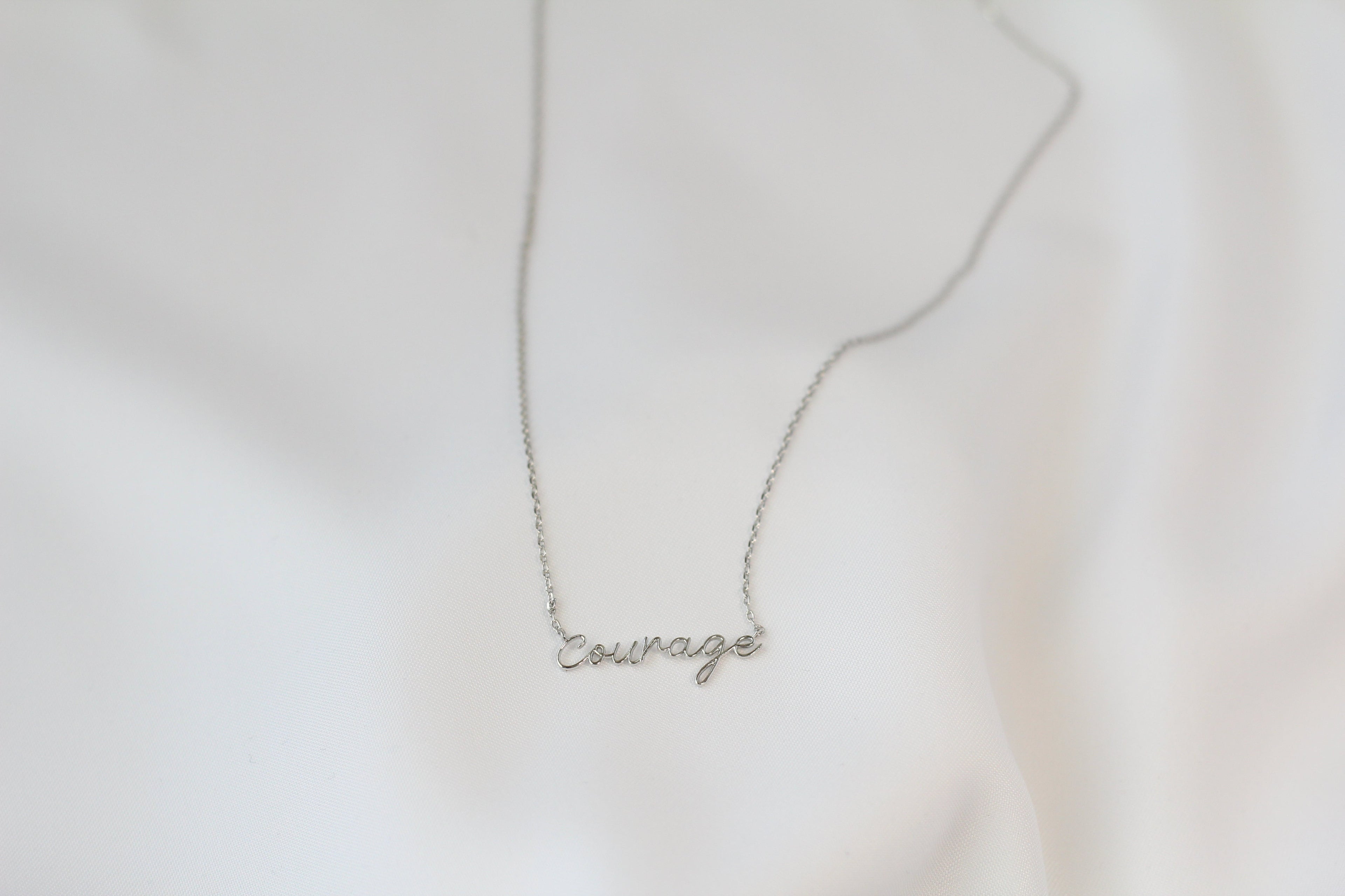 KADOU BOUTIQUE Courage Necklace - Dainty Script — side view