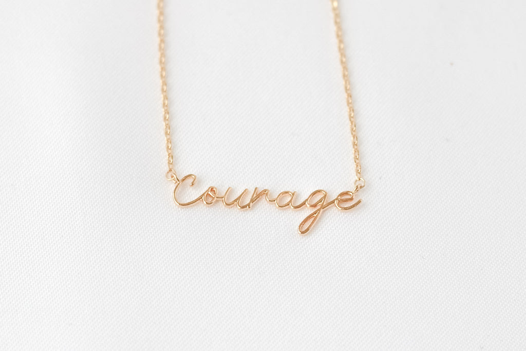 KADOU BOUTIQUE Courage Necklace - Dainty Script — main product shot
