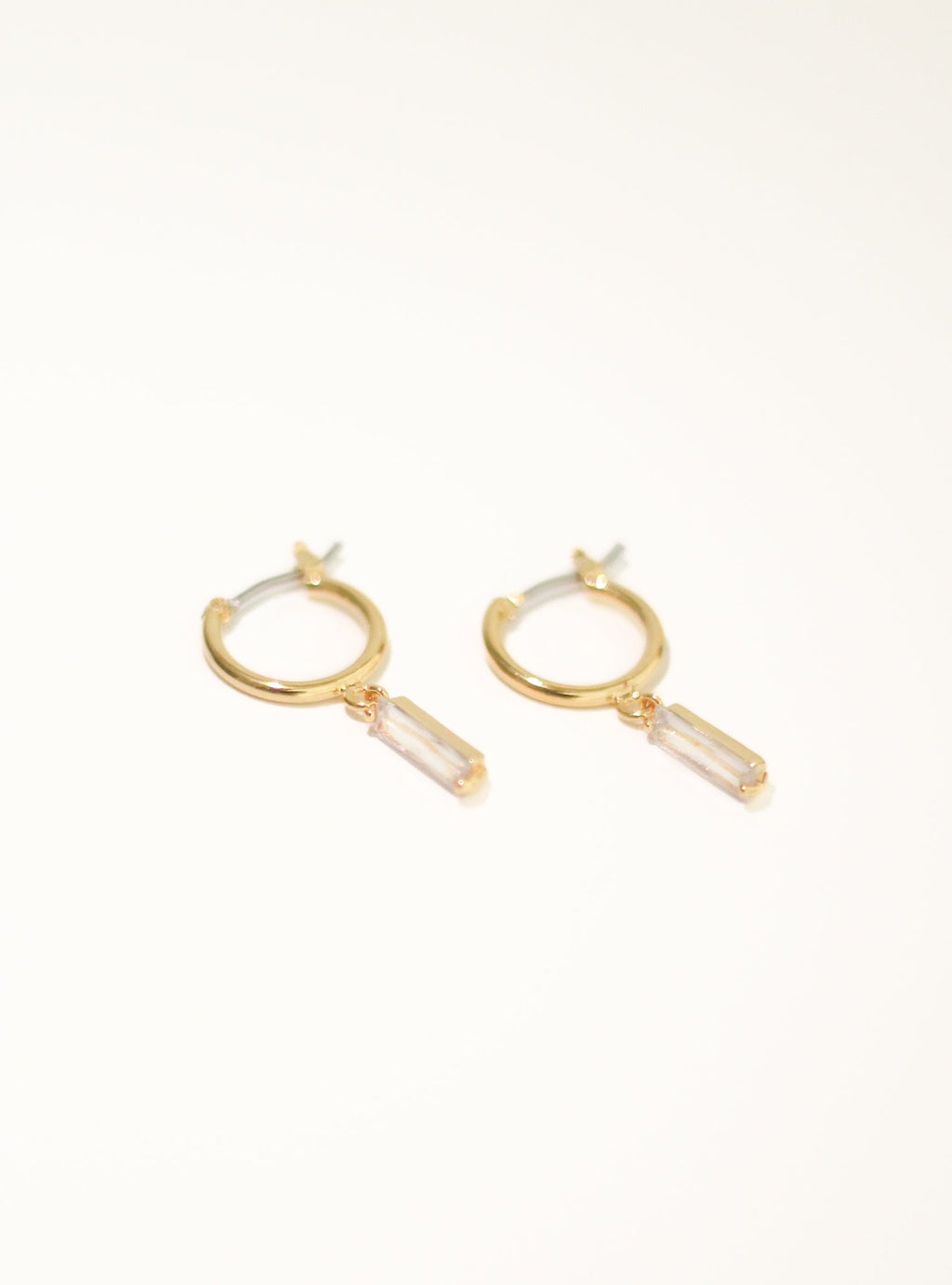 KADOU BOUTIQUE Baguette Dangle Huggie Earrings — main product shot
