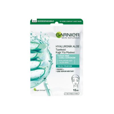 Garnier Hyaluronic Aloe Vera Hydrating Face Mask - Refreshing & Revitalizing Sheet Mask for Dry Skin, Intense Moisture & Soothing Comfort