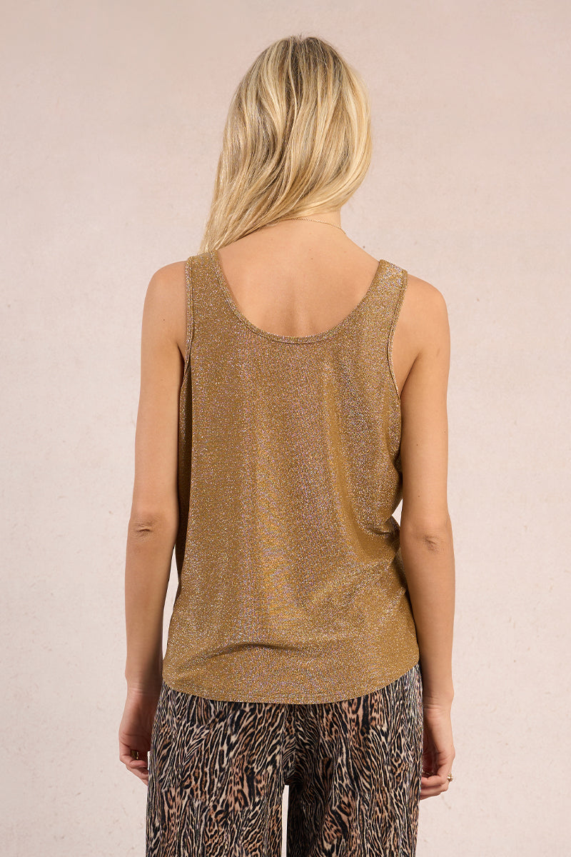 KADOU BOUTIQUE Ladies Shimmer Knit Tank Top — lifestyle context