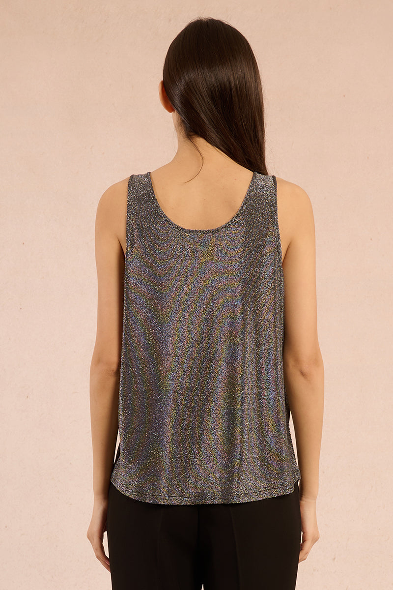 KADOU BOUTIQUE Ladies Shimmer Knit Tank Top — back view