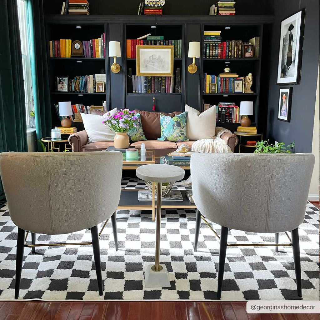 Lajos Black & White Checkered Plush Rug – Boutique Rugs, view 3