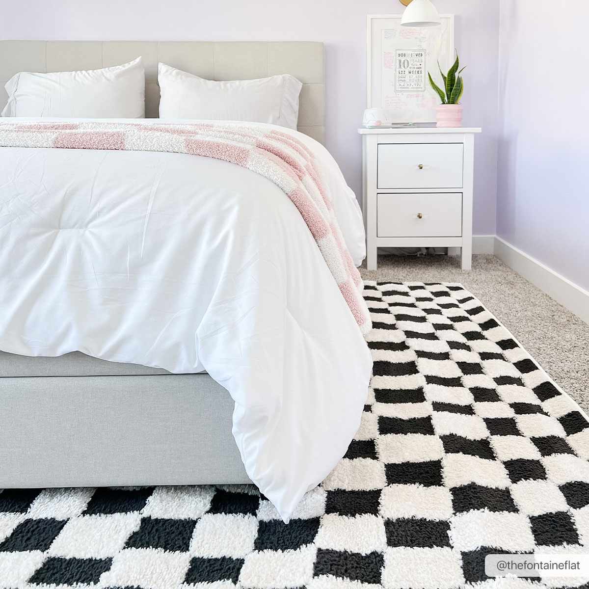 Lajos Black & White Checkered Plush Rug – Boutique Rugs, view 5