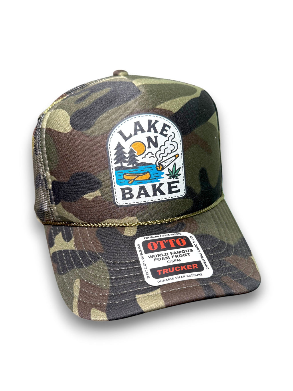 Luckless Outfitters Lake N Bake Trucker Hat — main product shot