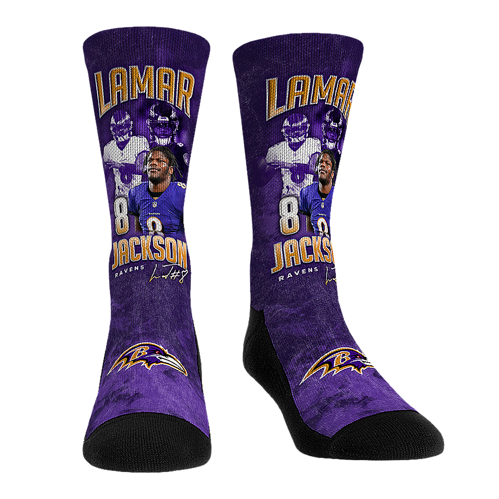Rock 'Em Socks Rock 'Em Socks Lamar Jackson - Baltimore Ravens  - Retro Photo — main product shot