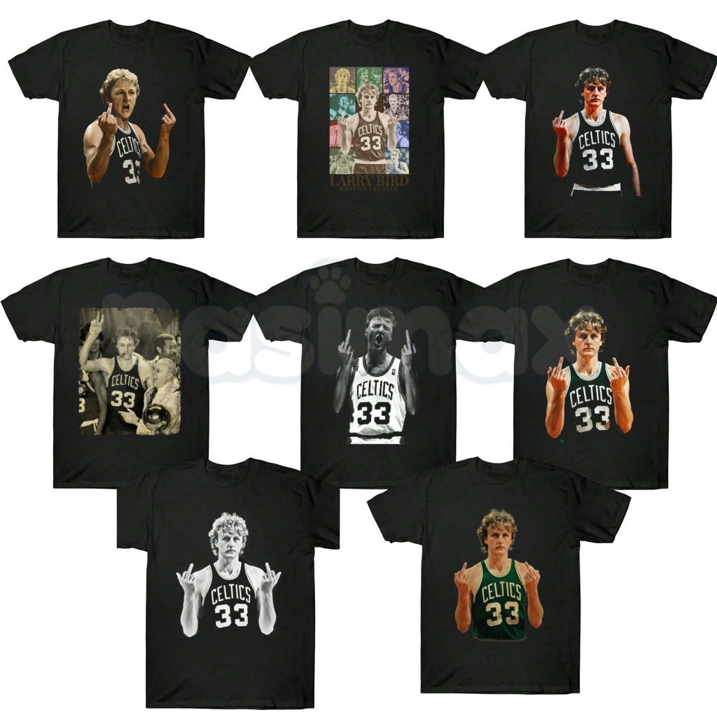 Larry Bird Retro 90s Graphic T-Shirt – Vintage Boston Basketball Men's Tee, Premium 100% Cotton Hardwood Legend Top, Soft Lived-In Heavyweight Sportswear Heritage Shirt, Made in USA