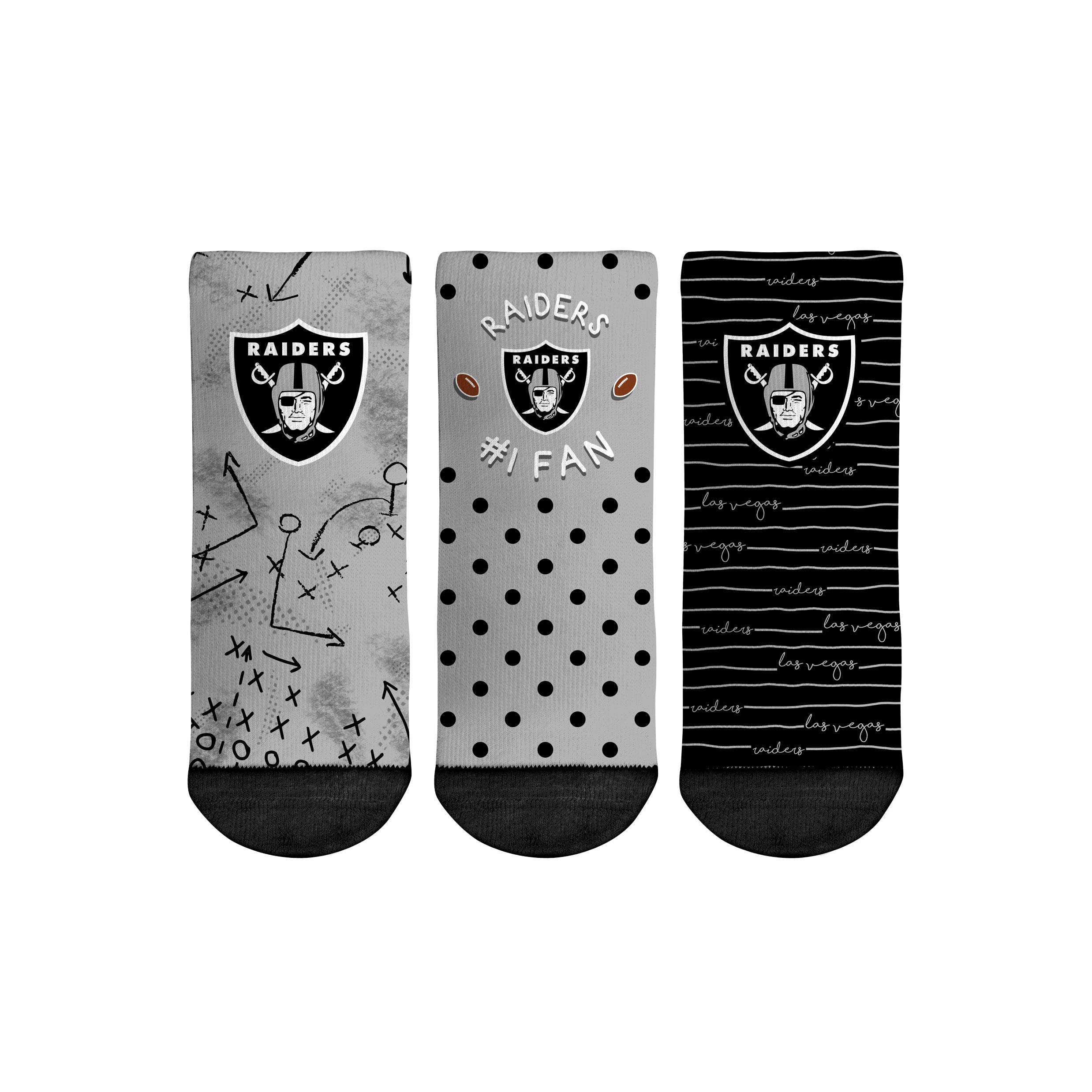 Rock 'Em Socks Rock 'Em Socks Las Vegas Raiders - Number 1 Fan 3-Pack (Toddler) — main product shot
