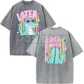 Later Alligator T-Shirt – After A While Crocodile Funny Retro Gator Graphic Tee, Vintage Washed Lightweight Cotton Quirky Aesthetic Top