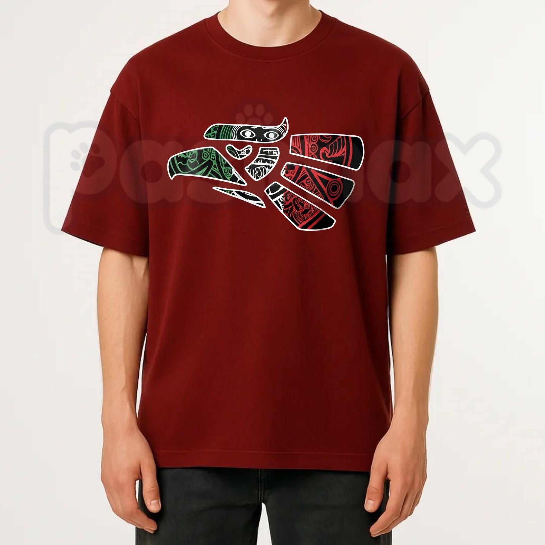 Latino Heritage Mexico Eagle Tribal Art T-Shirt – Bold Mexican Flag Tattoo Graphic Tee, Premium Men's Cultural Streetwear Shirt