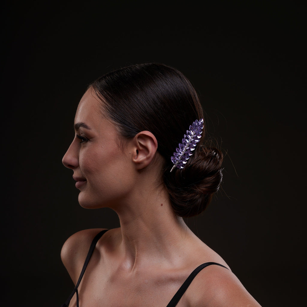 Elegant Lavander Crystal 2-Piece Hair Comb Set – Bridal Port, view 2