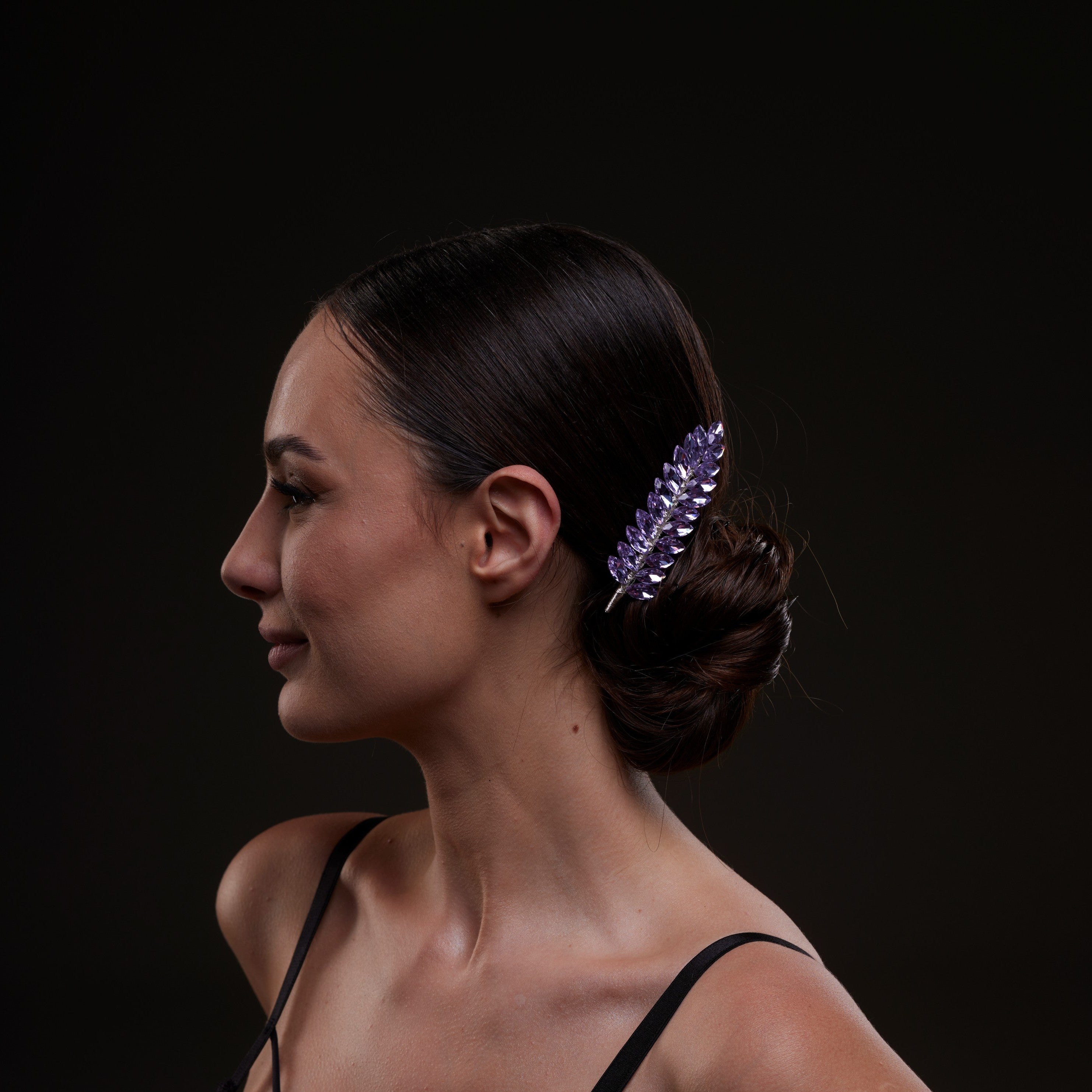 Elegant Lavander Crystal 2-Piece Hair Comb Set – Bridal Port, view 2