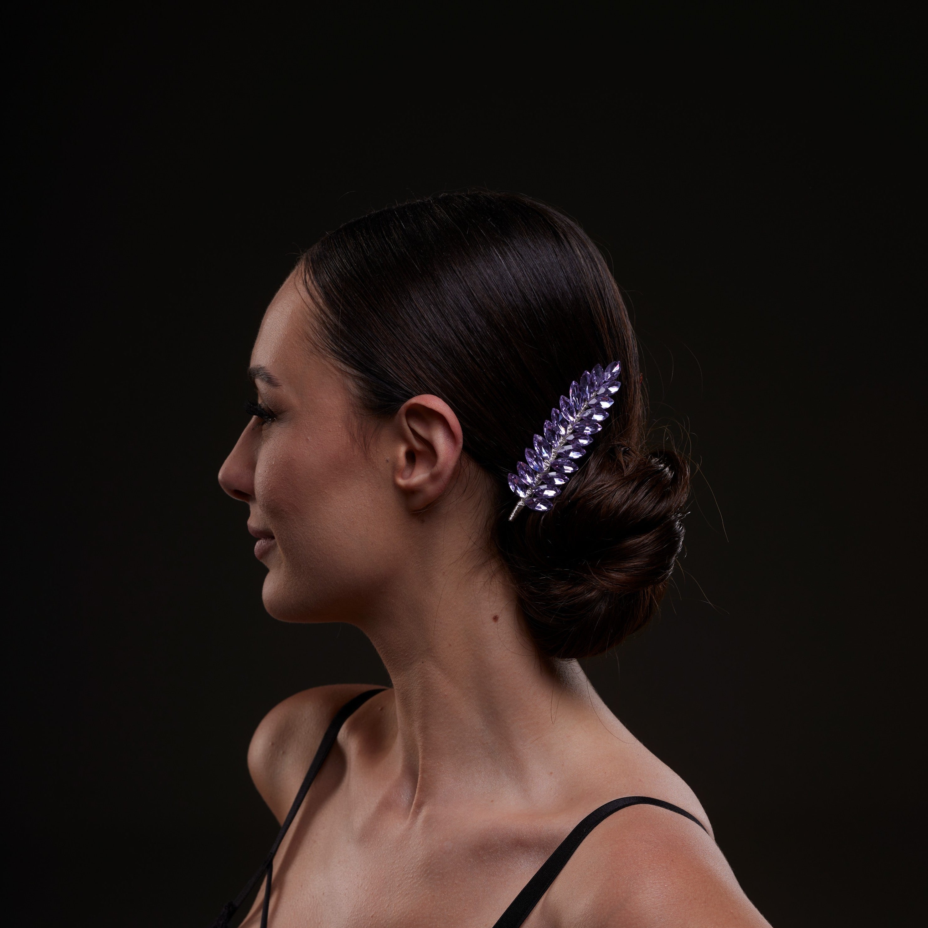 Elegant Lavander Crystal 2-Piece Hair Comb Set – Bridal Port, view 3