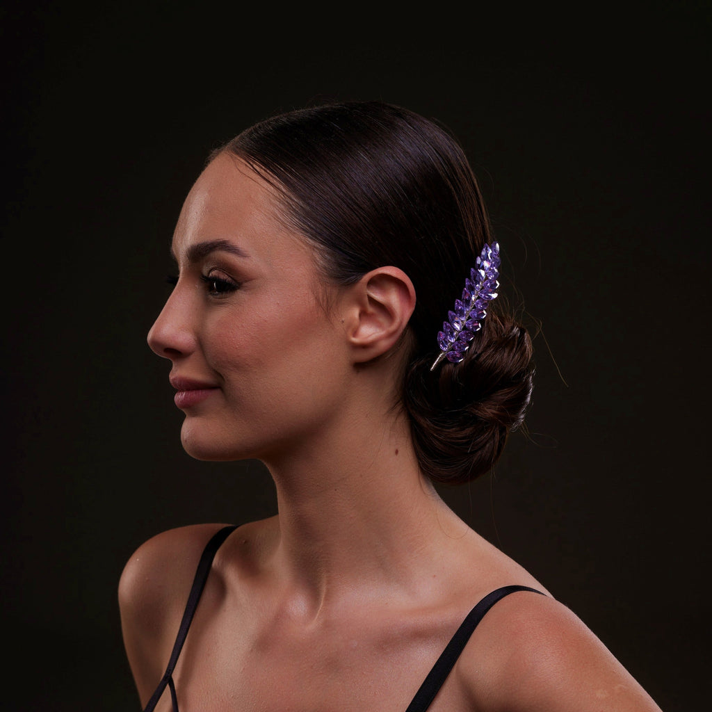 Elegant Lavander Crystal 2-Piece Hair Comb Set – Bridal Port, view 6