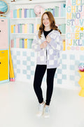 Mila & Rose ® Lavender Checker Bow Cozy Cardigan — main product shot