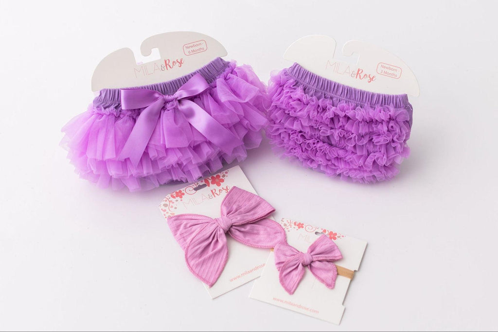 Mila & Rose ® Lavender Ruffle Bum Bloomer — lifestyle context