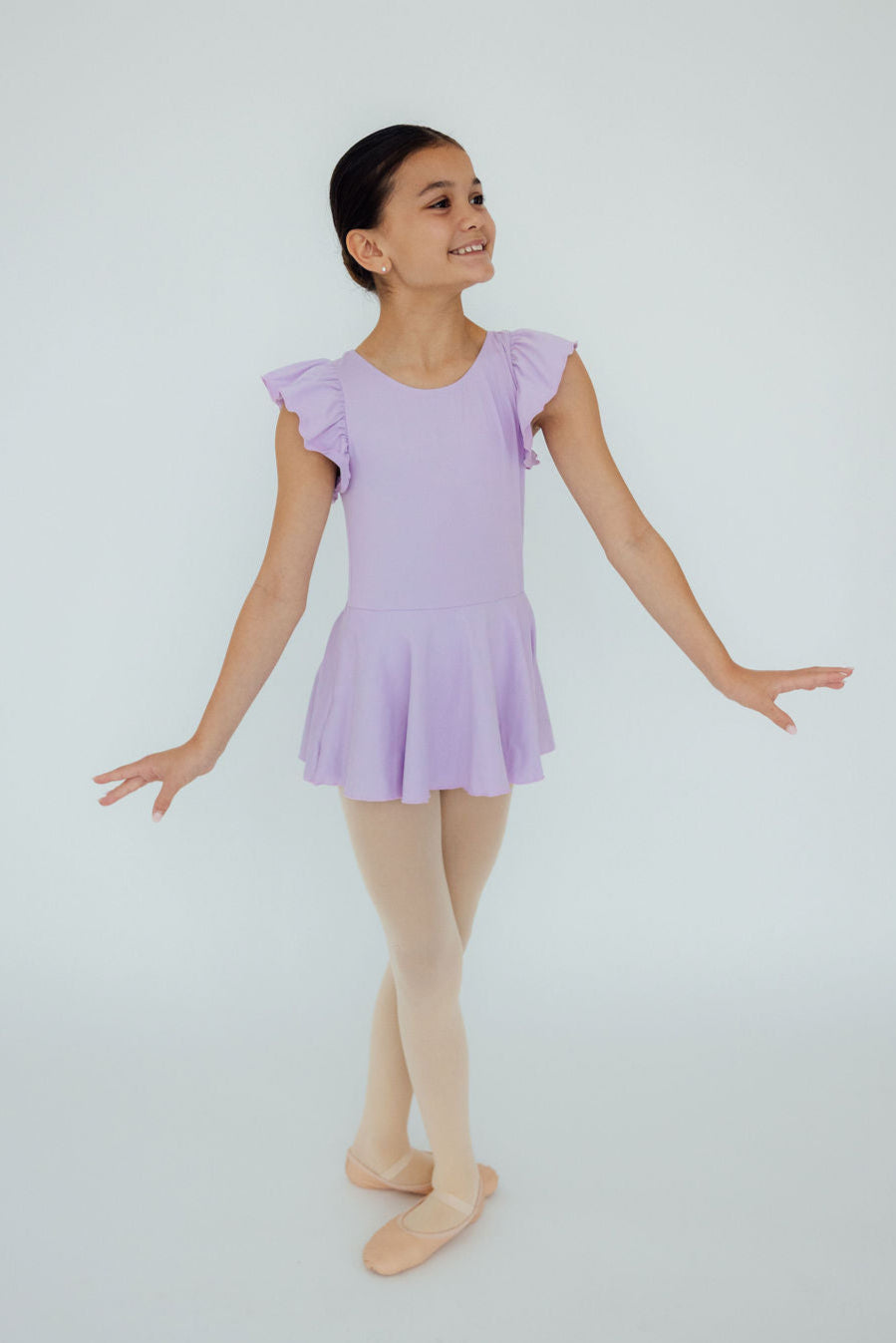 Mila & Rose ® Lavender S/S Twirl Leotard — detail close-up