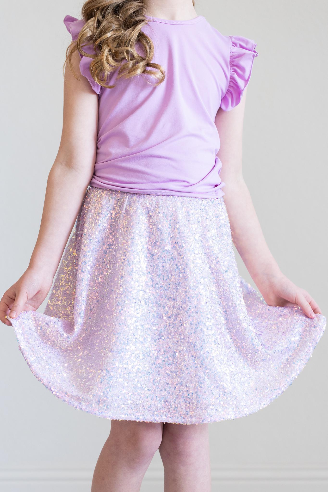 Mila & Rose ® Lavender Sequin Twirl Skort — main product shot